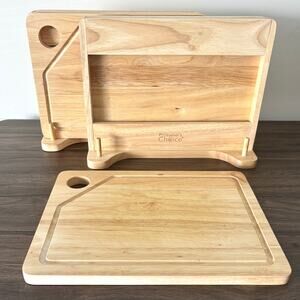 Prosumers Choice Bamboo Cutting Board Set 4pc 2 Stands Knife Holder Kitchen